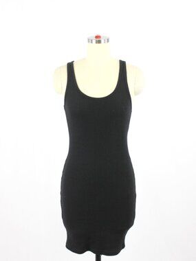 Aritzia TNA Black Cotton Blend Ribbed Jersey Mini Tank Dress, Size S